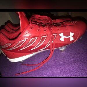 Under Armour Red and White Cleats